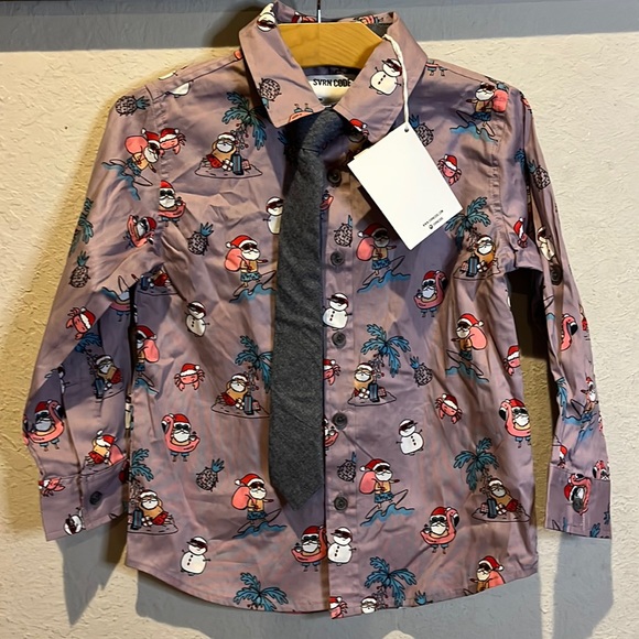 Christmas SVRN Code Santa Button Down and Tie size 5 - Picture 2 of 6
